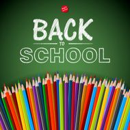 Welcome Back to school background with colorful pencils vector illustration