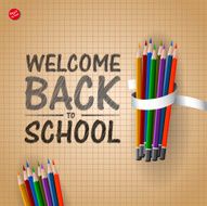 Welcome Back to school background with colorful pencils vector illustration N7