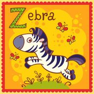 Illustrated alphabet letter Z and zebra