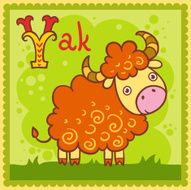 Illustrated alphabet letter Y and yak