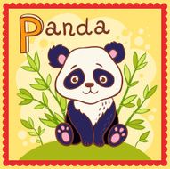 Illustrated alphabet letter P and panda