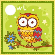 Illustrated alphabet letter O and owl