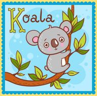 Illustrated alphabet letter K and koala