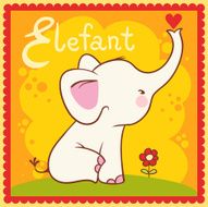 Illustrated alphabet letter E and elephant