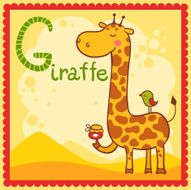 Illustrated alphabet letter G and giraffe