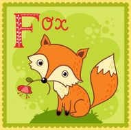 Illustrated alphabet letter F and fox N2