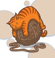 Cute cat with a clew vector
