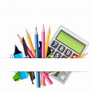 School theme background with different tools Vector illustration N5