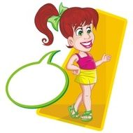 Smiling little girl walking and talking