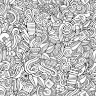 Seamless tea doodles pattern