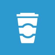coffee icon white on the blue background