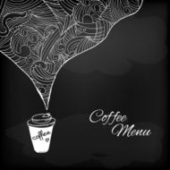 Coffee to go with abstract flavored decoration