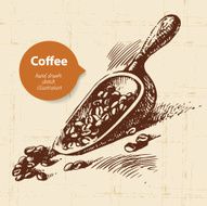 Hand drawn vintage coffee background N2