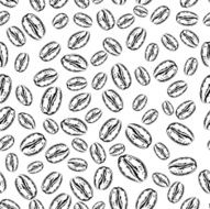 Simple Coffee Beans Seamless Repeating Pattern in black and white