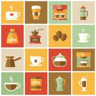 Coffee Icons Flat Set