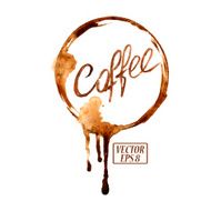Watercolor emblem with coffee stains
