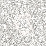 Fast food doodles elements frame background