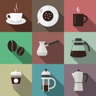 Set of vector coffee icons in flat style