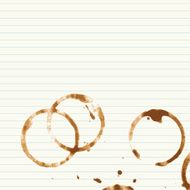 Coffee stains on lined paper