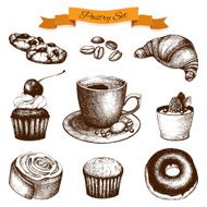 Vintage coffee and pastry illustration N2
