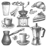 Vintage coffee pastry and spice illustration N2