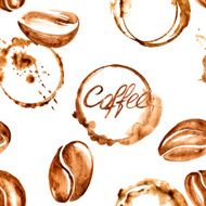 Coffee watercolor seamless pattern