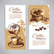 Banner set of vintage coffee backgrounds