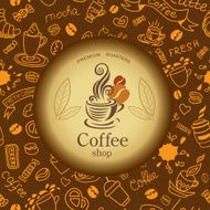 Coffee and tea doodles background