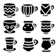 Set hand drawn tea coffee cups