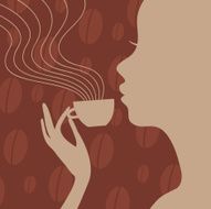 Silhouette of woman drinking coffee