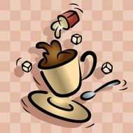 Cup of Coffee in Mid Air Vector
