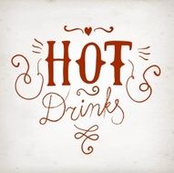 Hot drinks calligraphy on paper background