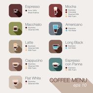 Coffee vector icon set menu Buttons for web and apps