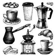 Vintage coffee pastry and spice illustration N3