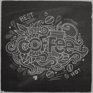 Coffee hand lettering and doodles elements background