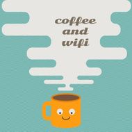 coffee and wifi on retro concept