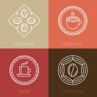 Vector set of coffee logos and icons