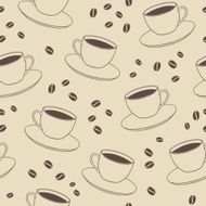 seamless vector pattern with cups and coffee beans