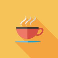 coffee flat icon with long shadow N2