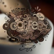 Coffee hand lettering and doodles elements