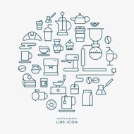 coffee and bakery line icons infographic