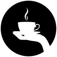 Hand silhouette with cup of coffee tea