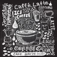 Coffee elements sketch in black and white