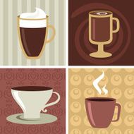 Four different coffee mugs and cups