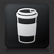 Black Square Button with Coffee Cup Icon