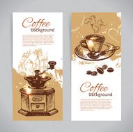 Banner set of vintage coffee backgrounds N2