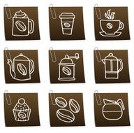 Coffee icons on post it notes