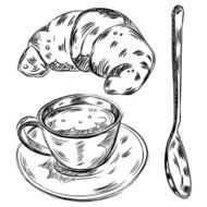 Detailed Drawings of coffee and food