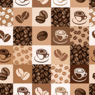 Seamless pattern with coffee beans and cups Vector illustration