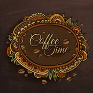 Coffee time decorative border label design N2